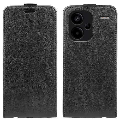 

For Xiaomi Redmi Note 13 Pro+ R64 Texture Single Vertical Flip Leather Phone Case(Black)