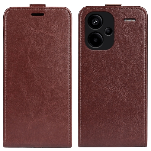 

For Xiaomi Redmi Note 13 Pro+ R64 Texture Single Vertical Flip Leather Phone Case(Brown)