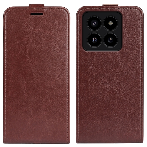 

For Xiaomi 14 Pro R64 Texture Single Vertical Flip Leather Phone Case(Brown)