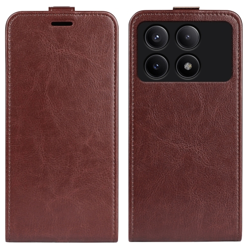 

For Xiaomi Redmi K70E R64 Texture Single Vertical Flip Leather Phone Case(Brown)