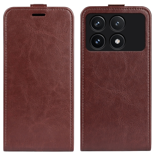 

For Xiaomi Redmi K70 R64 Texture Single Vertical Flip Leather Phone Case(Brown)