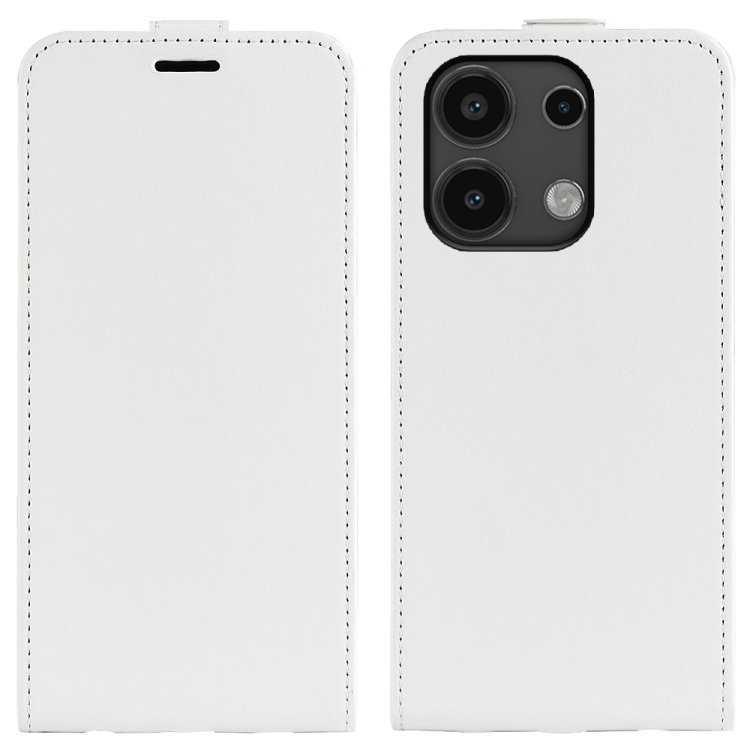 

For Xiaomi Redmi Note 13 4G R64 Texture Single Vertical Flip Leather Phone Case(White)