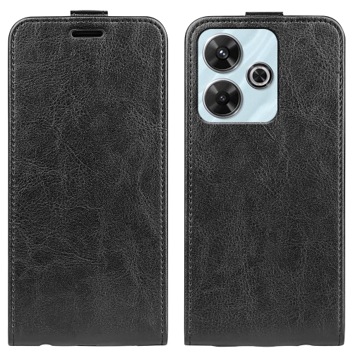 For Xiaomi Redmi Note 13R R64 Texture Single Vertical Flip Leather Phone Case(Black)