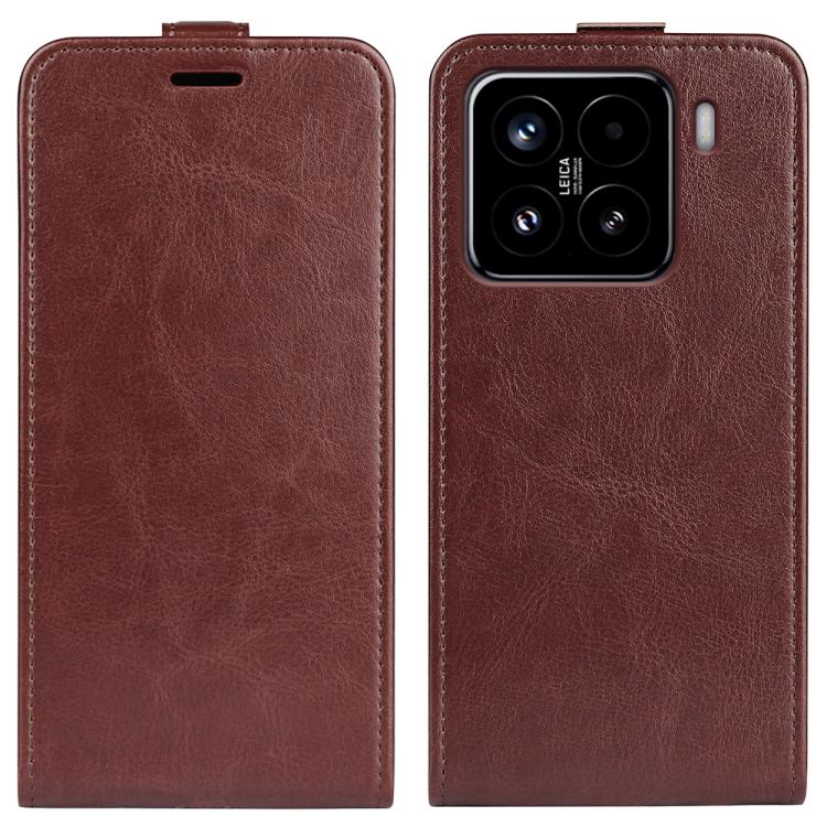

For Xiaomi 15 R64 Texture Single Vertical Flip Leather Phone Case(Brown)