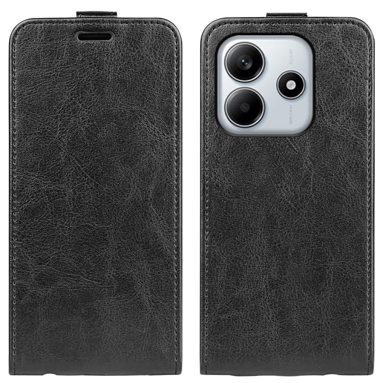 

For Redmi Note 14 4G 163.25mm R64 Texture Single Vertical Flip Leather Phone Case(Black)