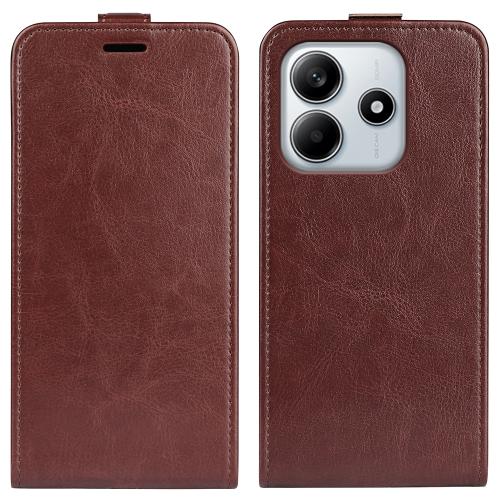 

For Redmi Note 14 4G 163.25mm R64 Texture Single Vertical Flip Leather Phone Case(Brown)