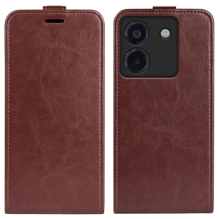 

For Xiaomi Poco M7 Pro 5G R64 Texture Single Vertical Flip Leather Phone Case(Brown)