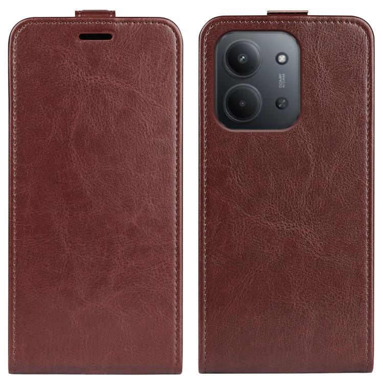 

For Redmi 15C 5G / 4G EU 173mm R64 Texture Single Vertical Flip Leather Phone Case(Brown)