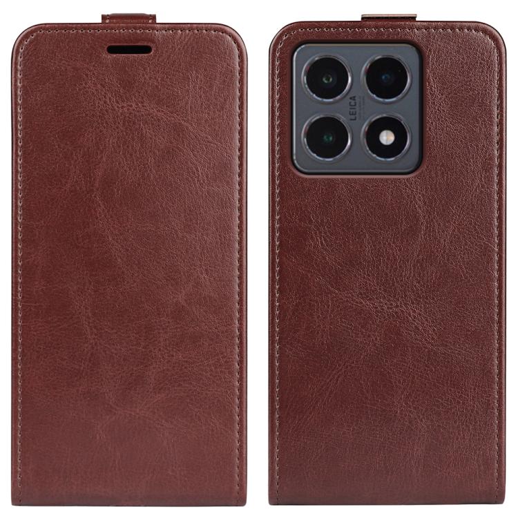 

For Xiaomi 15T R64 Texture Single Vertical Flip Leather Phone Case(Brown)