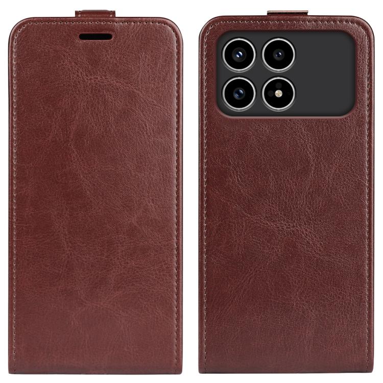 

For Xiaomi Poco F8 Pro 5G R64 Texture Single Vertical Flip Leather Phone Case(Brown)