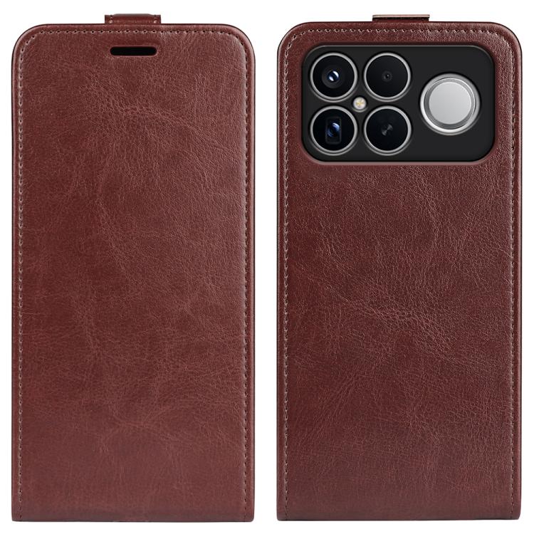 

For Xiaomi Poco F8 Ultra 5G R64 Texture Single Vertical Flip Leather Phone Case(Brown)