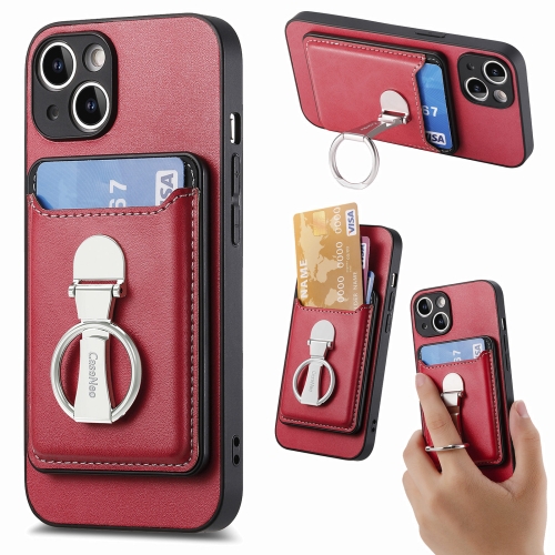 Für iPhone 15 Plus Skin Feel Ringhalter Brieftasche Magnetische