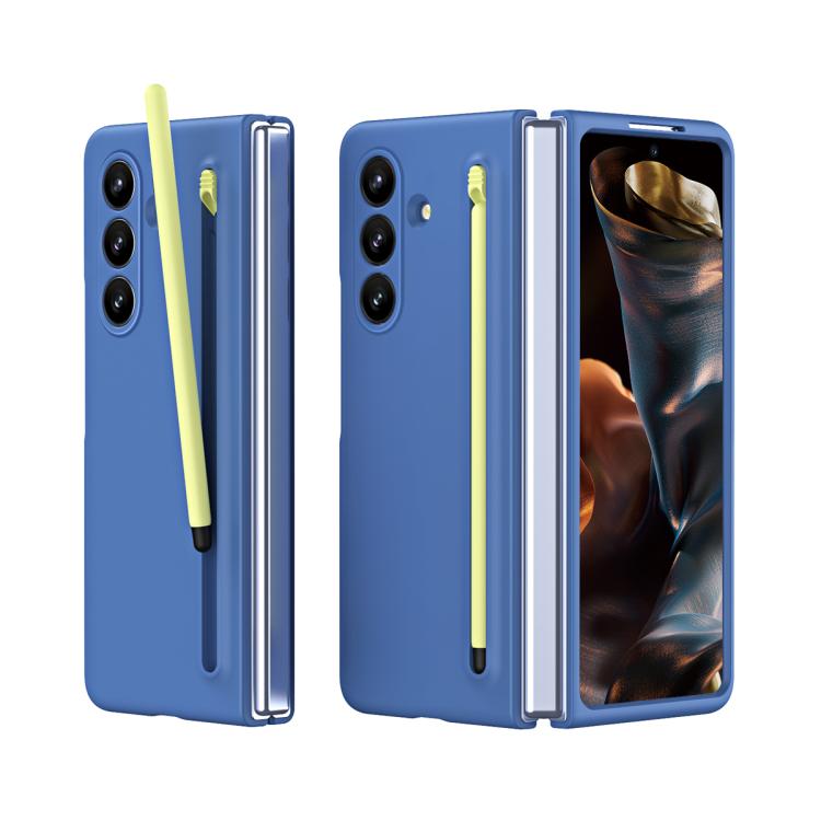 For Galaxy Z Fold7 5G Skinfeel Shockproof Phone Case, No Pen(Blue)