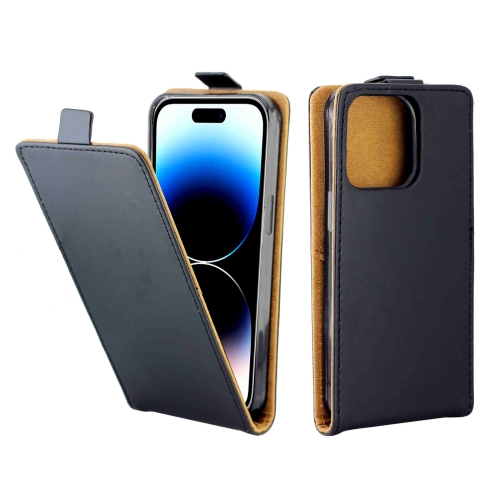 

For iPhone 15 Vertical Flip Leather Phone Case with Card Slot(Black)