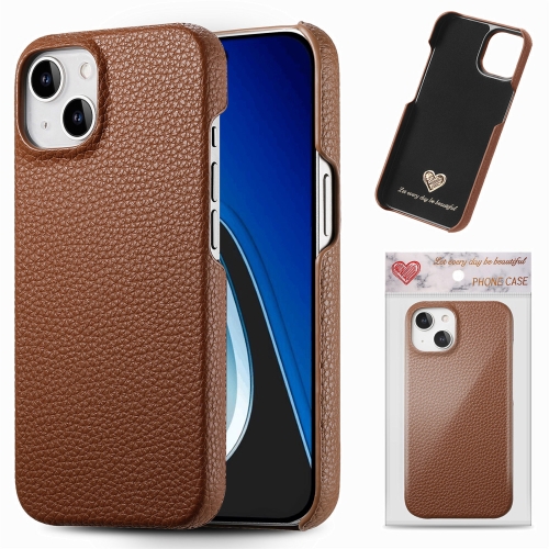 

For iPhone 15 Litchi Oil Edge Leather Back Phone Case(Brown)