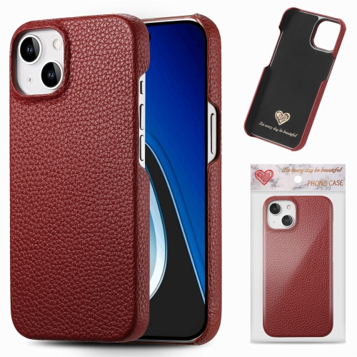 

For iPhone 15 Litchi Oil Edge Leather Back Phone Case(Red)