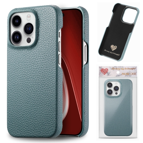 

For iPhone 15 Pro Litchi Oil Edge Leather Back Phone Case(Light Blue)