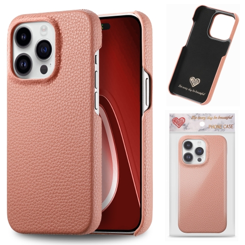 

For iPhone 15 Pro Litchi Oil Edge Leather Back Phone Case(Pink)