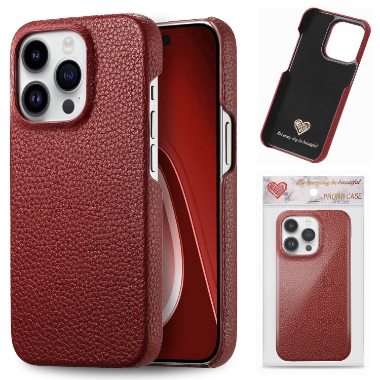 

For iPhone 15 Pro Litchi Oil Edge Leather Back Phone Case(Red)