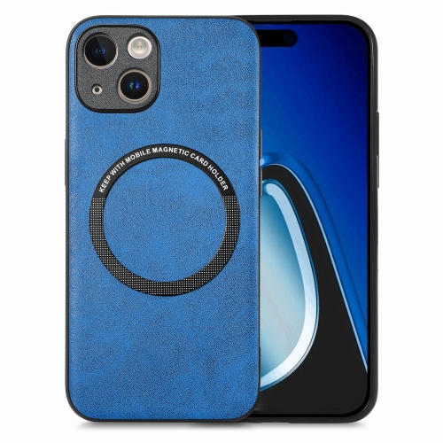 

For iPhone 15 Solid Color Leather Skin Back Phone Case(Blue)