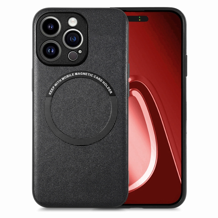 

For iPhone 15 Pro Solid Color Leather Skin Back Phone Case(Black)