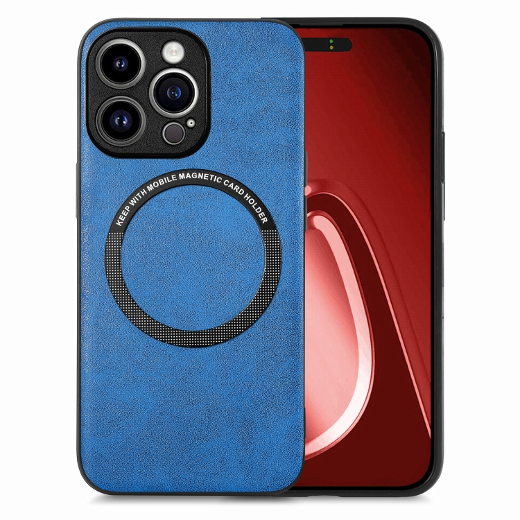 

For iPhone 15 Pro Solid Color Leather Skin Back Phone Case(Blue)