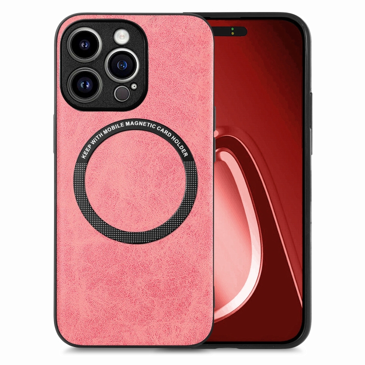 

For iPhone 15 Pro Solid Color Leather Skin Back Phone Case(Pink)