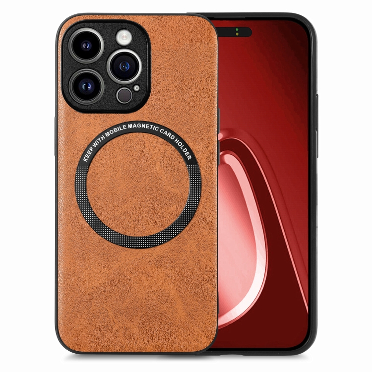 

For iPhone 15 Pro Solid Color Leather Skin Back Phone Case(Brown)