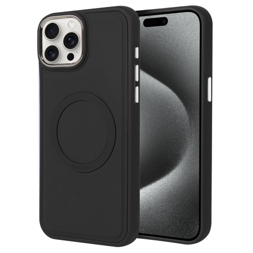 

For iPhone 15 Pro Imitation Liquid Skin Feel Plating Magsafe Phone Case(Black)
