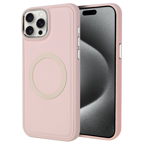 

For iPhone 15 Pro Imitation Liquid Skin Feel Plating Magsafe Phone Case(Pink)