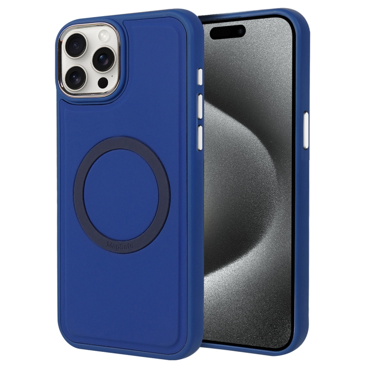 

For iPhone 15 Pro Max Imitation Liquid Skin Feel Plating Magsafe Phone Case(Blue)