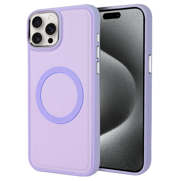 

For iPhone 15 Pro Max Imitation Liquid Skin Feel Plating Magsafe Phone Case(Purple)