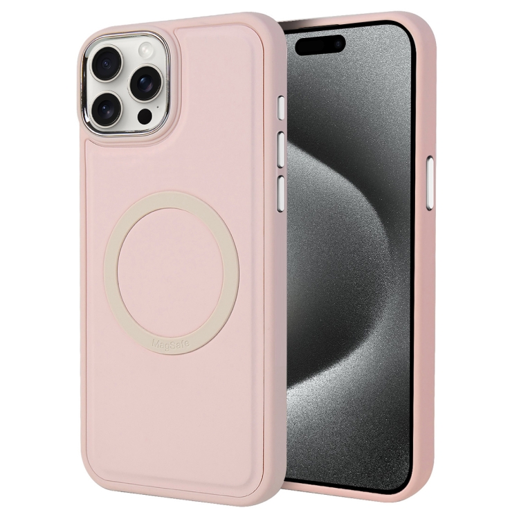 

For iPhone 15 Pro Max Imitation Liquid Skin Feel Plating Magsafe Phone Case(Pink)