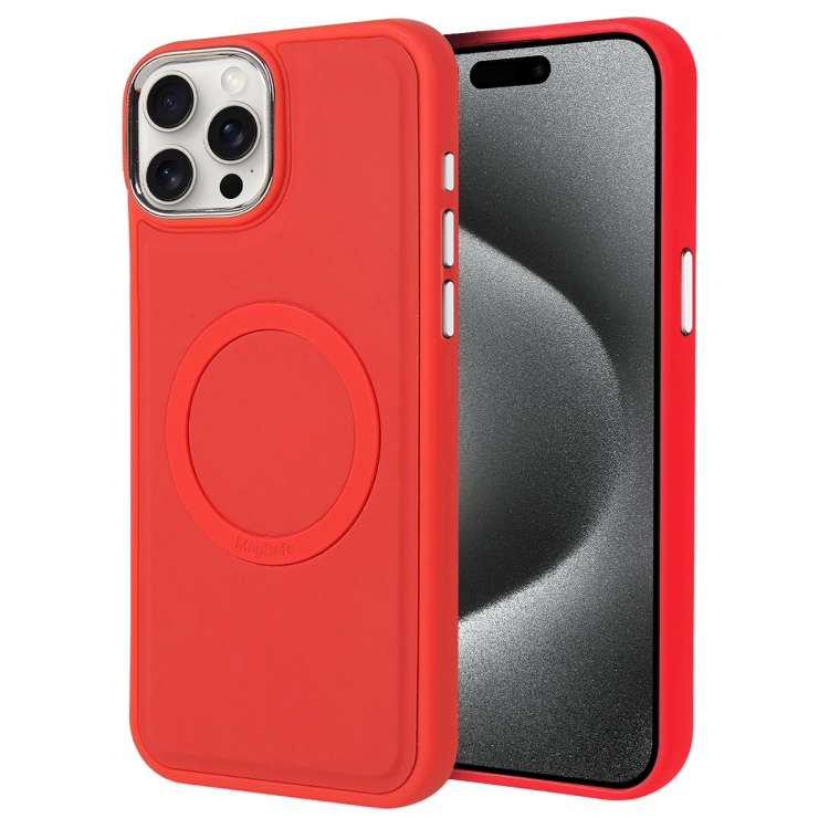 

For iPhone 15 Pro Max Imitation Liquid Skin Feel Plating Magsafe Phone Case(Red)