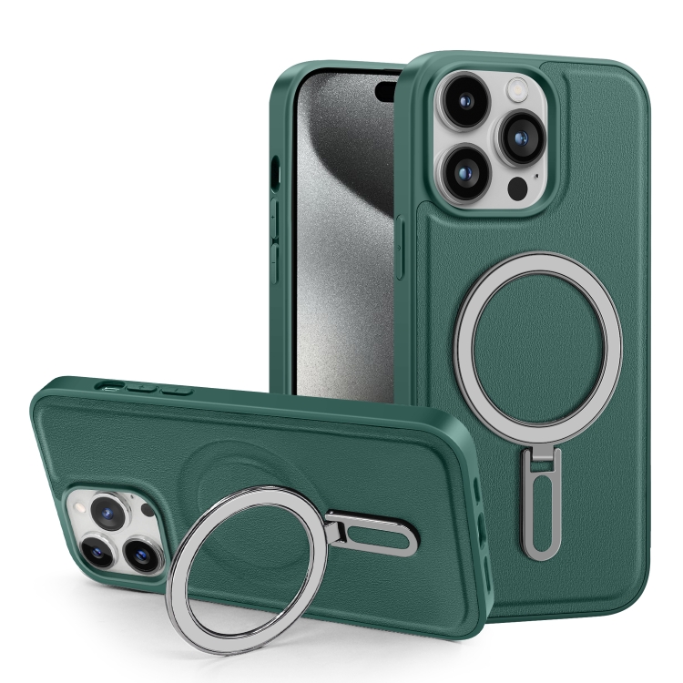 

For iPhone 15 Pro Shield MagSafe Magnetic Holder Phone Case(Green)