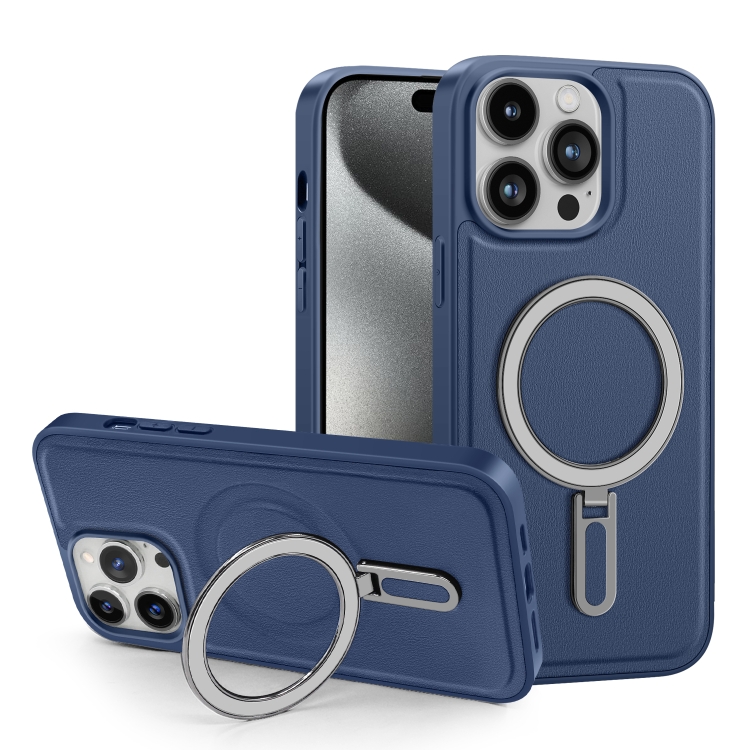

For iPhone 15 Plus Shield MagSafe Magnetic Holder Phone Case(Sierra Blue)