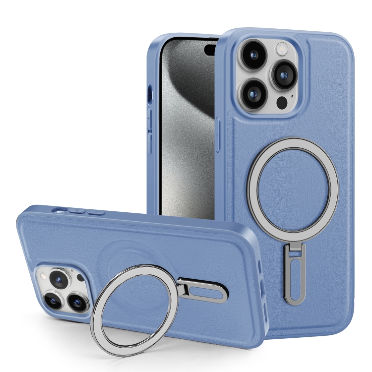 

For iPhone 15 Plus Shield MagSafe Magnetic Holder Phone Case(Blue)