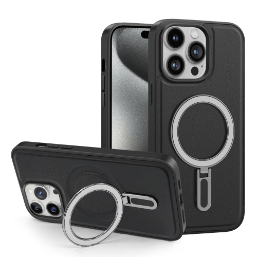 

For iPhone 15 Plus Shield MagSafe Magnetic Holder Phone Case(Black)