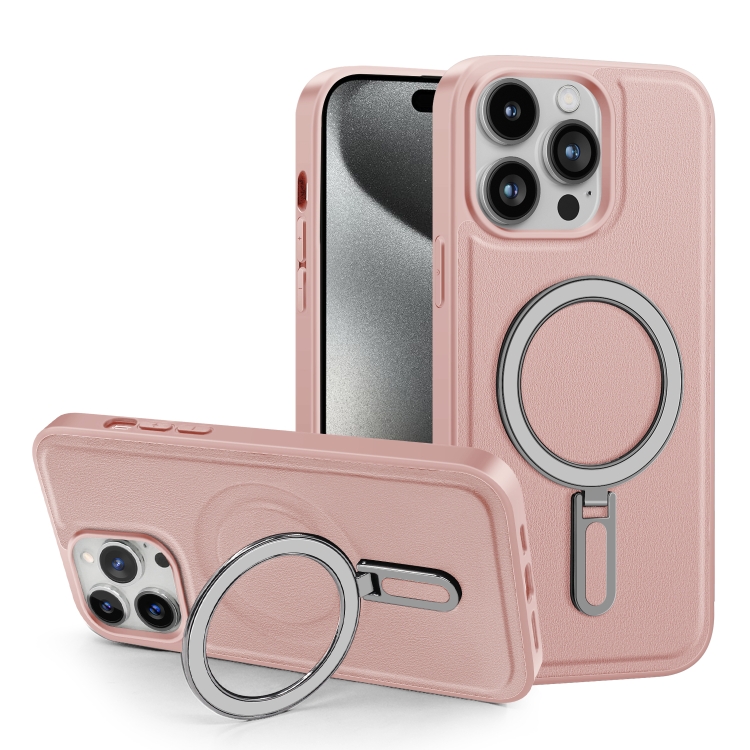 

For iPhone 15 Shield MagSafe Magnetic Holder Phone Case(Pink)