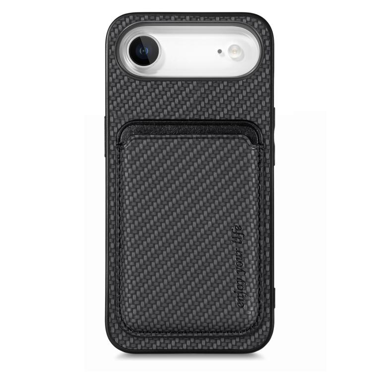 

For iPhone Air Carbon Fiber Leather Card Magsafe Phone Case(Black)