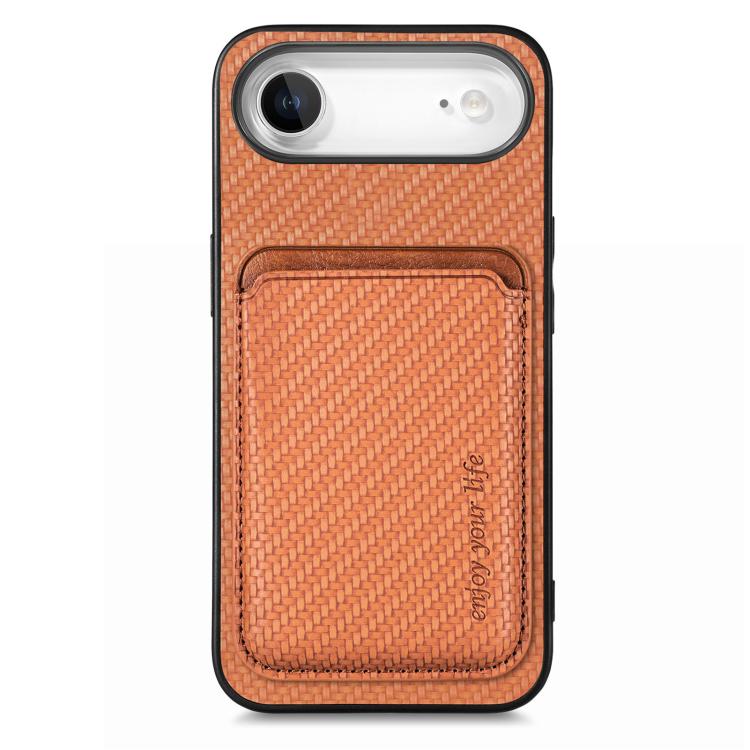 

For iPhone Air Carbon Fiber Leather Card Magsafe Phone Case(Brown)