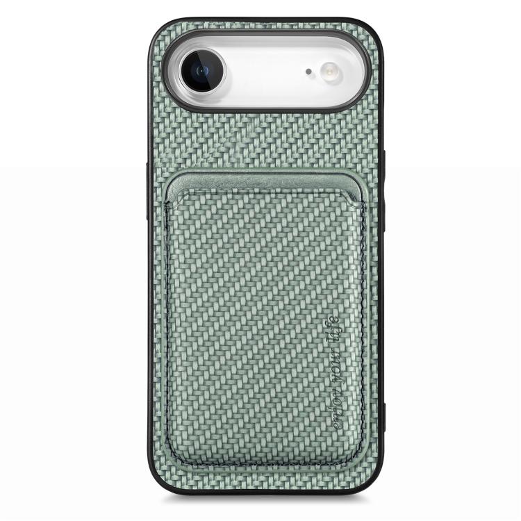 

For iPhone Air Carbon Fiber Leather Card Magsafe Phone Case(Green)