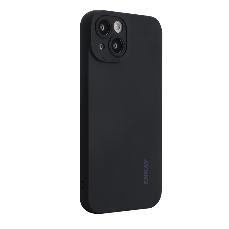 

For iPhone 15 ENKAY Liquid Silicone Soft Shockproof Phone Case(Black)