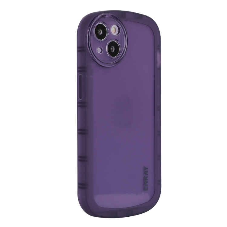 

For iPhone 15 Plus ENKAY Hat-Prince Translucent Matte TPU Shockproof Phone Case(Purple)