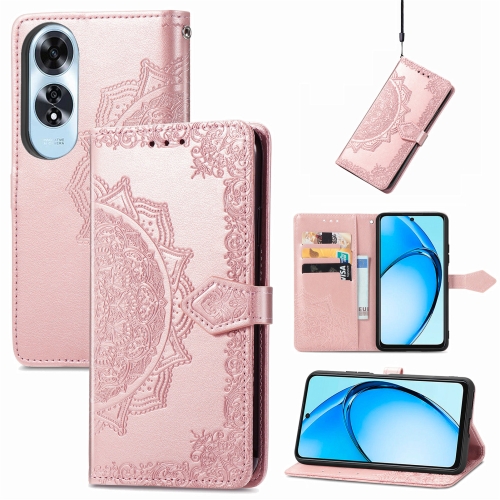 

For OPPO A60 Mandala Flower Embossed Leather Phone Case(Rose Gold)