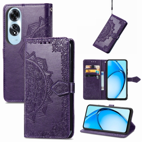 

For OPPO A60 Mandala Flower Embossed Leather Phone Case(Purple)
