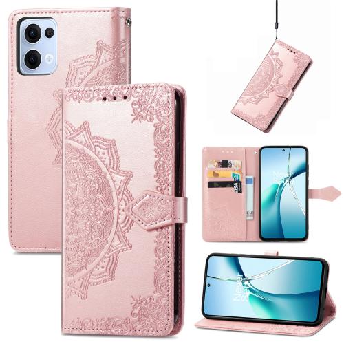 

For OPPO Reno13 Pro Mandala Flower Embossed Leather Phone Case(Rose Gold)