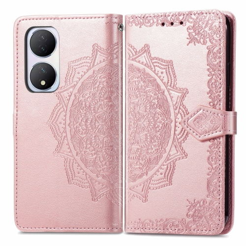 

For vivo Y100 IDN Mandala Flower Embossed Leather Phone Case(Rose Gold)
