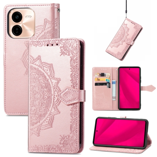 

For vivo Y37 Pro Mandala Flower Embossed Leather Phone Case(Rose Gold)