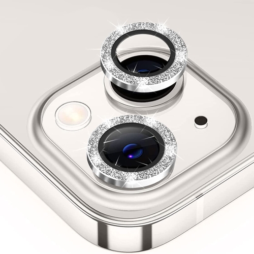 

For iPhone 15 / 15 Plus ENKAY Hat-Prince Glitter Rear Lens Aluminium Alloy Tempered Glass Film(Silver)
